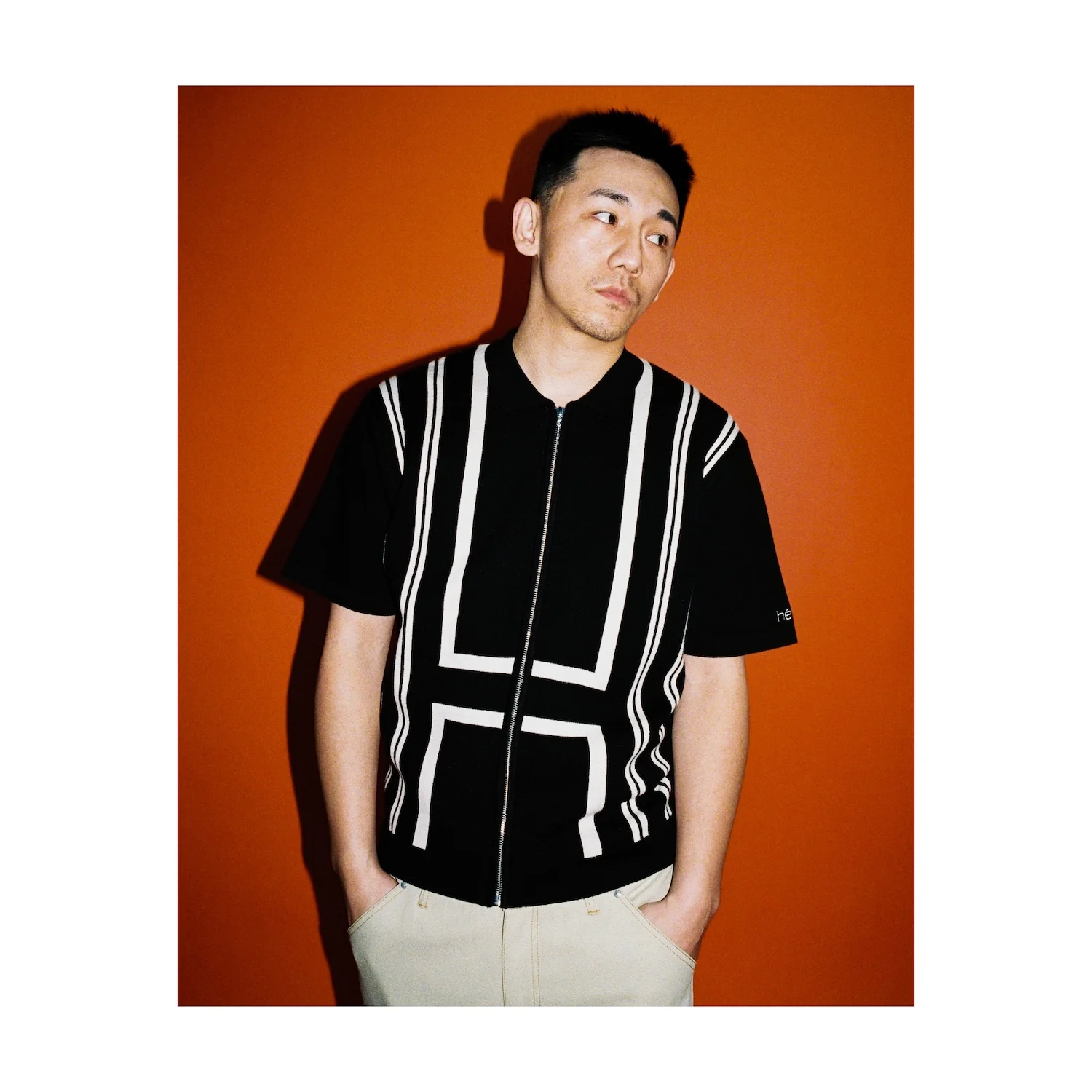ALDO KNIT FULL ZIP POLO BLACK - Image 3